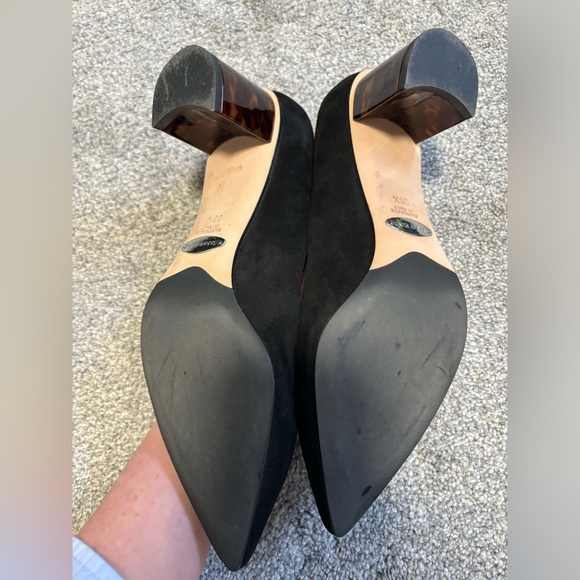 Sarah Flint Black Heels with Brown Block Heel - Picture 9 of 9